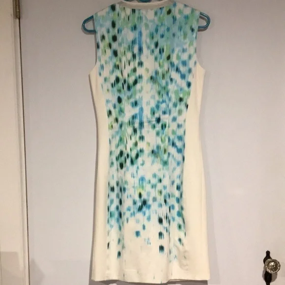 Elie Tahari Full zip shift sleeveless White with green dress Sz 4 - Picture 8 of 10